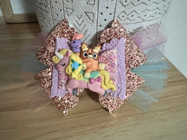 Bingo unicorn Hair Bow