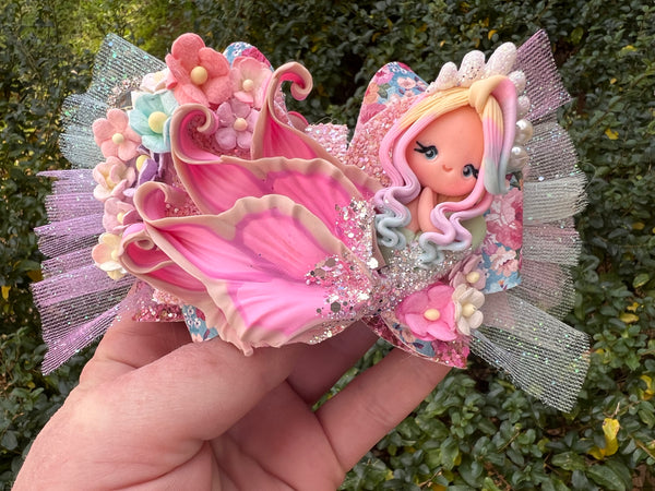 Deluxe mermaid hair bow glitter