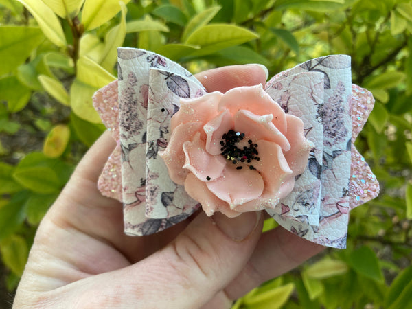 Blush Roses hair bow