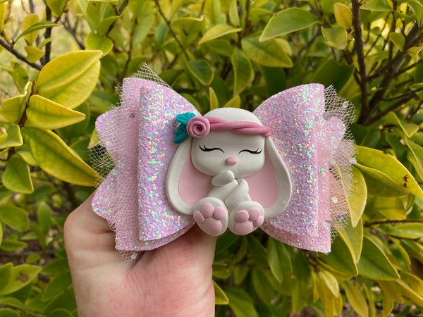 Sweetest Bunny sparkle pink Hair Bow