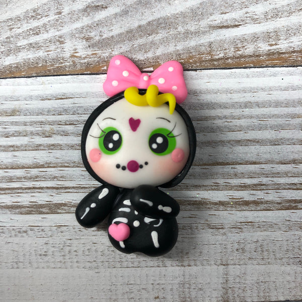 Skeleton Girl pink bow