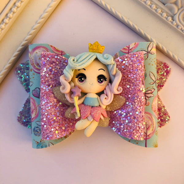 Fairy Princess Hair Bow- Pink glitter