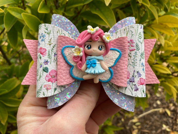 Fairy garden hair bow