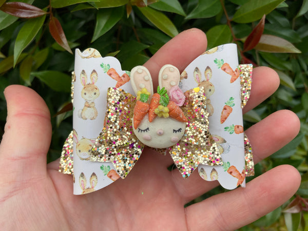 Bunny & carrots Hair Bow