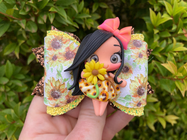 Sunflower girl hair bow