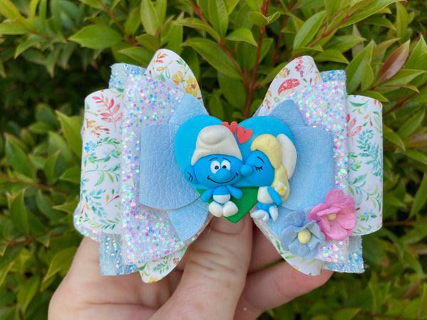 Smurf love hair bow