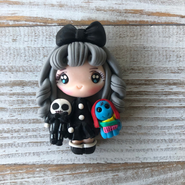 Girl with Toy Jack & Sally Clay