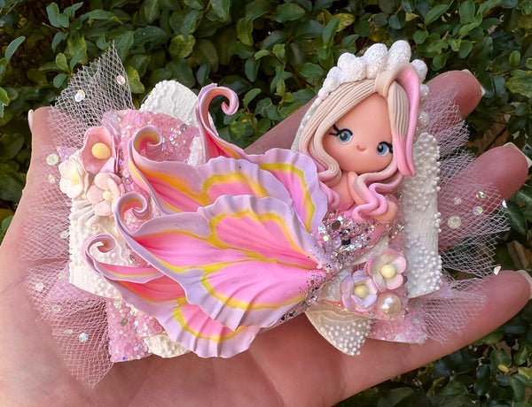 Deluxe mermaid hair bow glitter