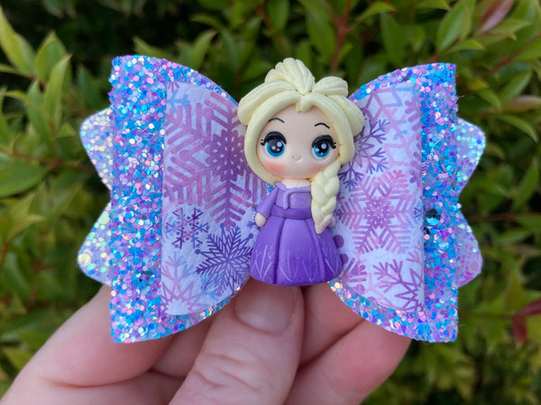Elsa snowflake hair bow