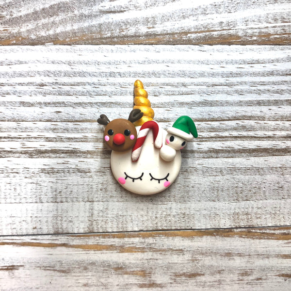 Christmas Unicorn Face Round Clay
