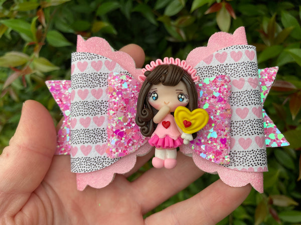 Pretty pink love darling hair bow