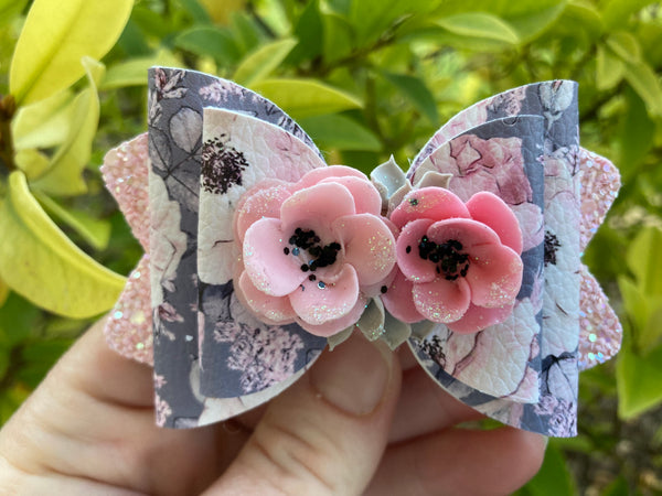 Blush Roses duo hair bow