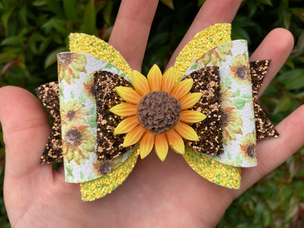 Sunflower hair bow