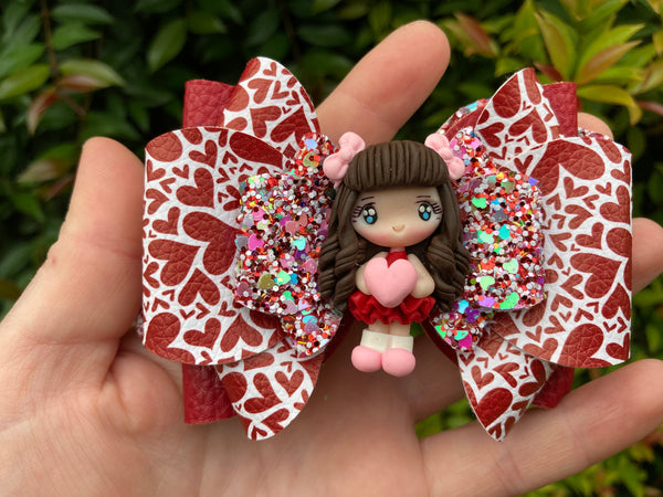 Love heart darling Hair Bow