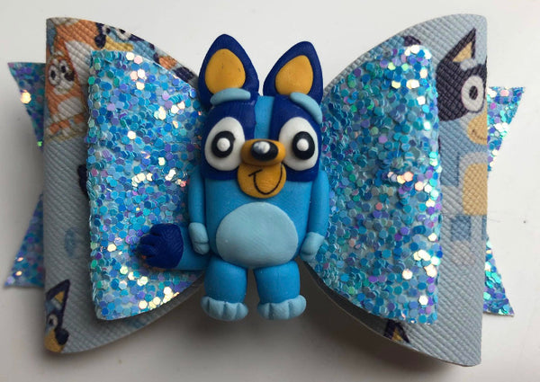 Blue dog Hair Bow