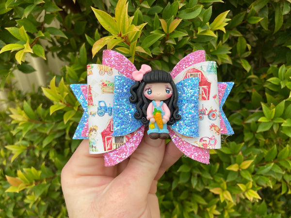 Farmer girl hair bow