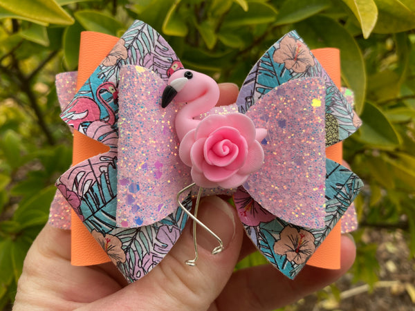 Pink flamingo Hair Bow