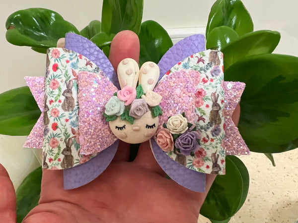 Floral Bunny hair bow