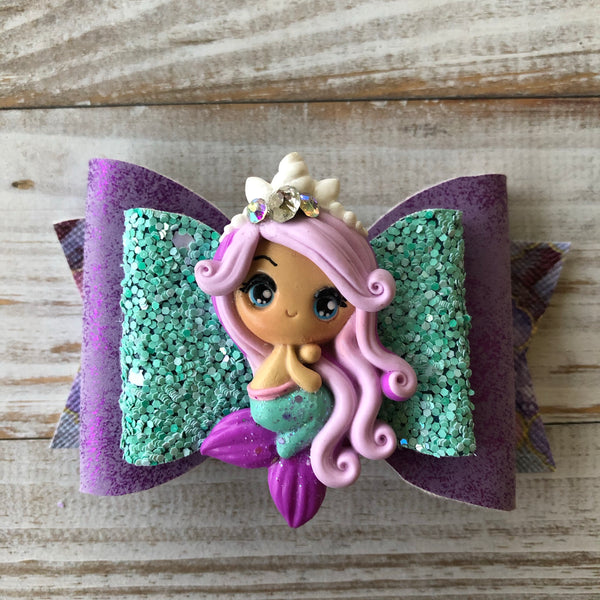 Teal & Purple deluxe Hair Bow