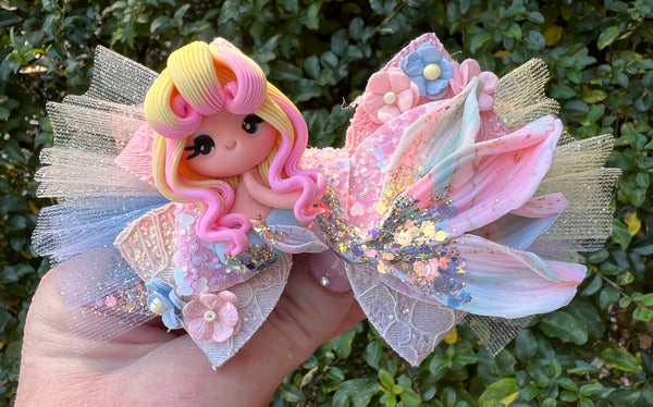Deluxe mermaid hair bow glitter