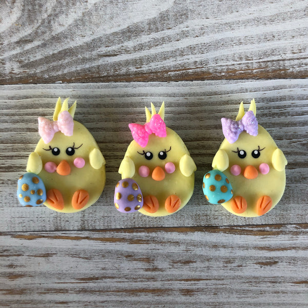 Easter chics with eggs
