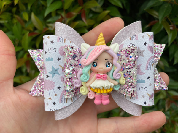 Pretty pastel unicorn darling hair bow