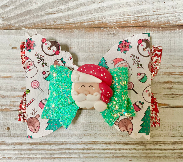 Red Santa fancy hair bow
