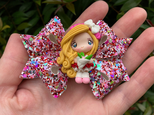 Darling with a bunch of flowers Hair Bow