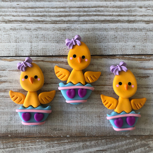Easter Chicken hatching blue & purple Clay