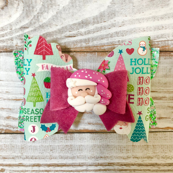 Season greetings pink Santa