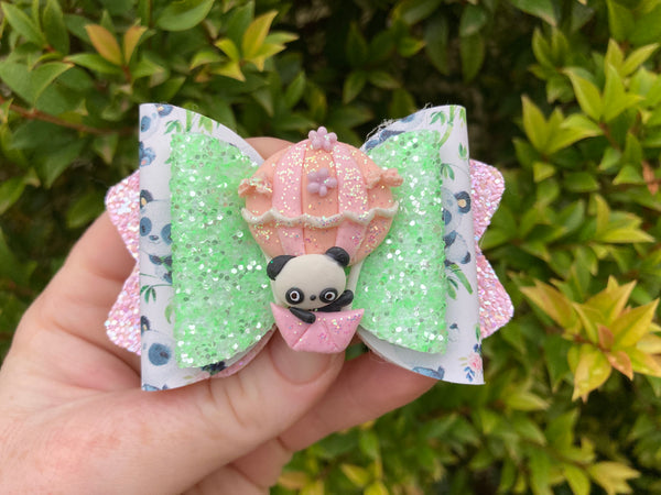 Panda love Hair Bow
