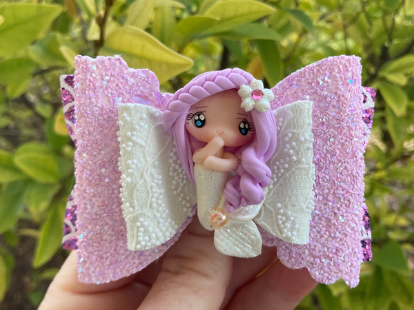 Purple mermaid Hair Bow